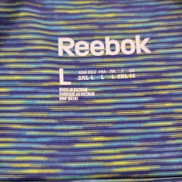 Reebok Women’s Speedwick Performance Blue Space Dye Workout Top – Size Large - Picture 11 of 14
